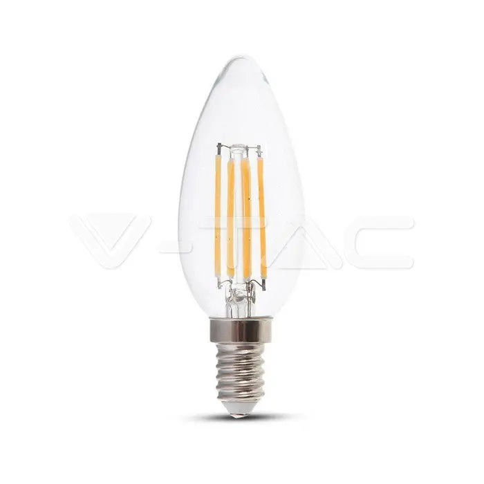 V-TAC 4 Watt E14 LED Candle Bulb (Clear Filament) in Warm White V-TAC