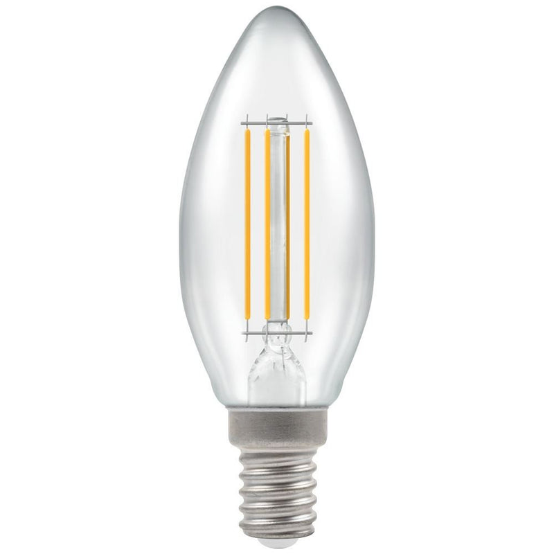 Crompton 5 Watt E14 LED Candle Bulb (Clear Filament Dimmable) in Warm White