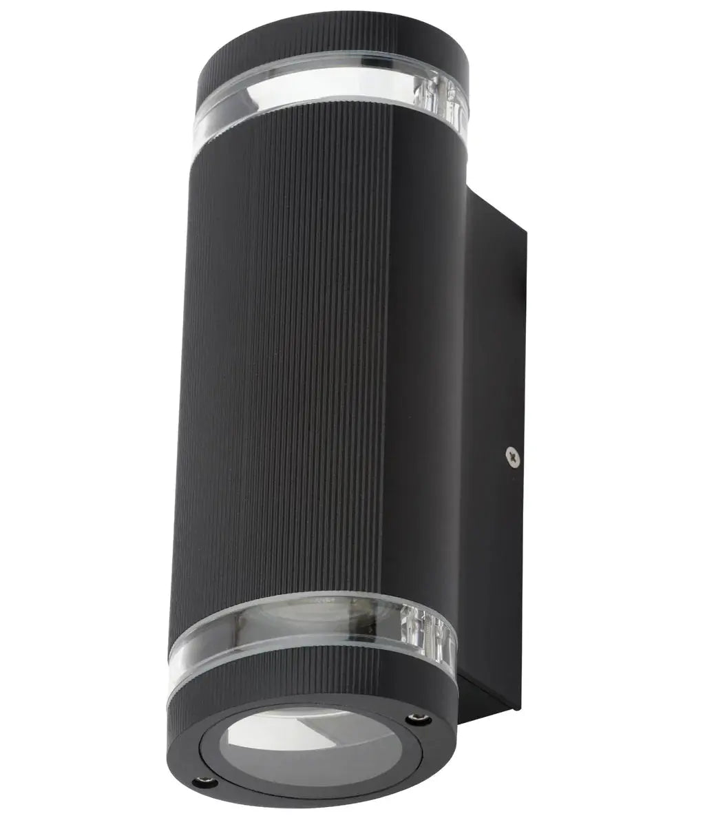 Zinc Helix Up Down Wall Light in Black Zinc